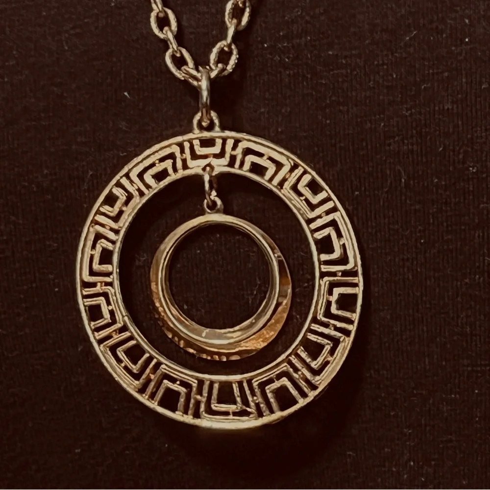 Gold-Tone Circular Pendant Necklace - Women's Jewelry - Picture 2 of 4